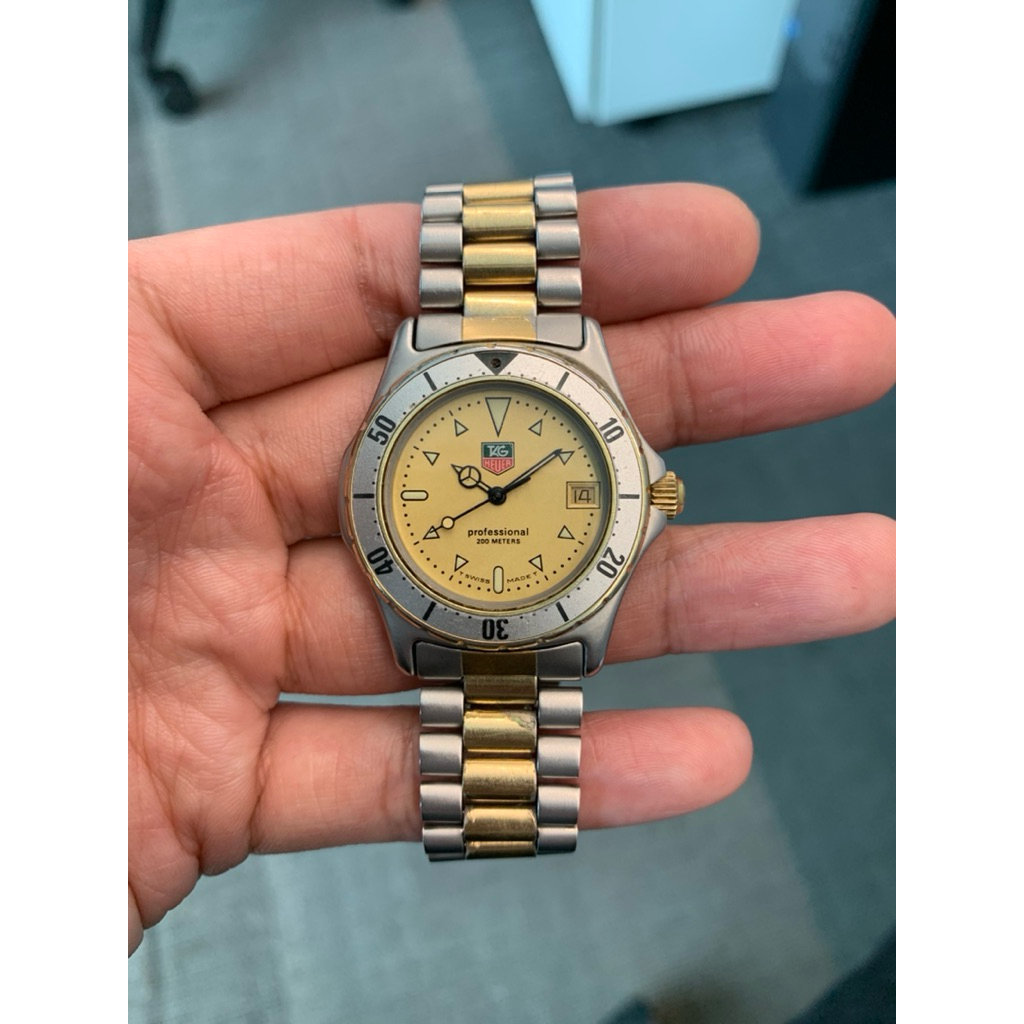 Tag Heuer 2000 Professional Diver Ref. 974.013F two tone silver - gold mulus , jam tangan vintage wa