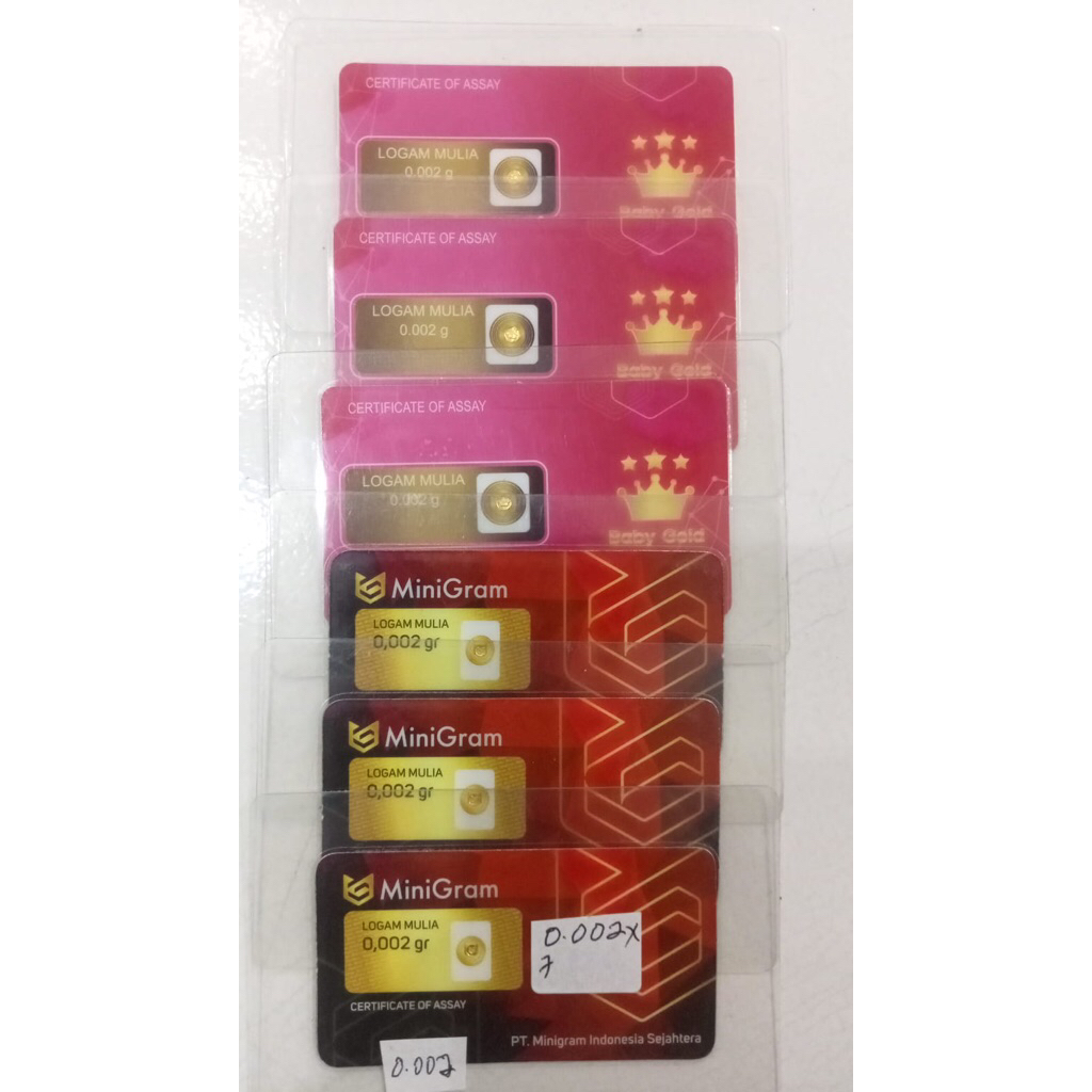 mini gold 999% berat 0,002 gram