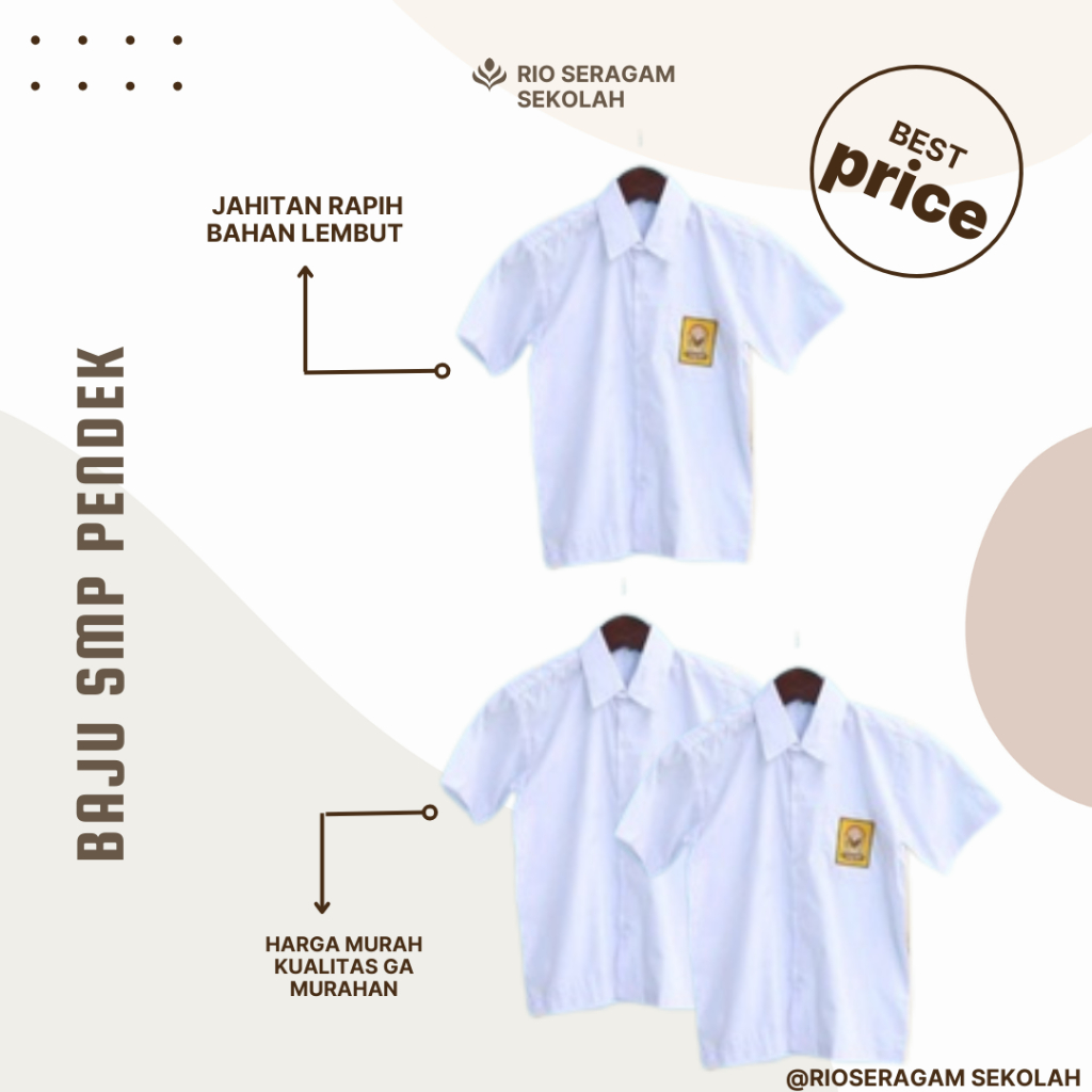 BAJU SERAGAM SMP PENDEK / BAJU SMP / BAJU SERAGAM SMP LAKI / BAJU SERAGAM SMP PEREMPUA PENDEK KEMEJA