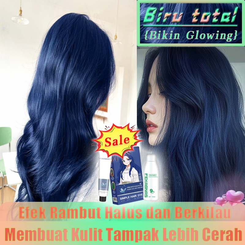 [Anti pudar] Cat rambut biru total 210ml - Tahan lama, warna trendy, cocok untuk kulit asia, Natural