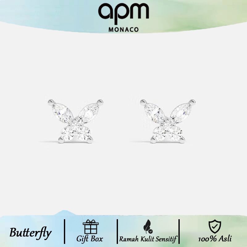 APM Monaco | Anting Wanita Kupu-Kupu - Desain Manis dan Segar Perak 925, Hadiah Fashion Minimalis un