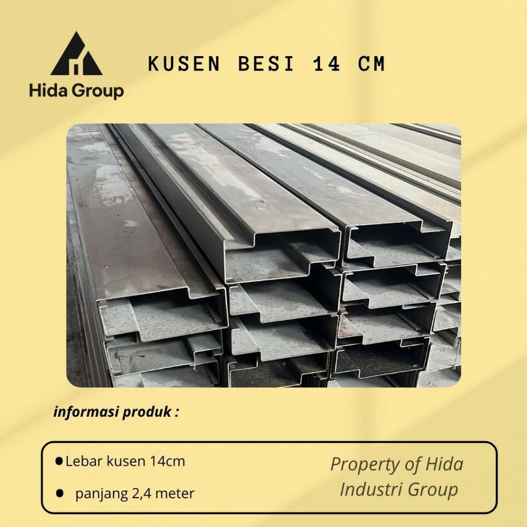 Kusen Besi 14cm Panjang 2,4 meter Tebal 1,3mm | Kusen Buat pintu atau jendela | 14cm dan 12cm