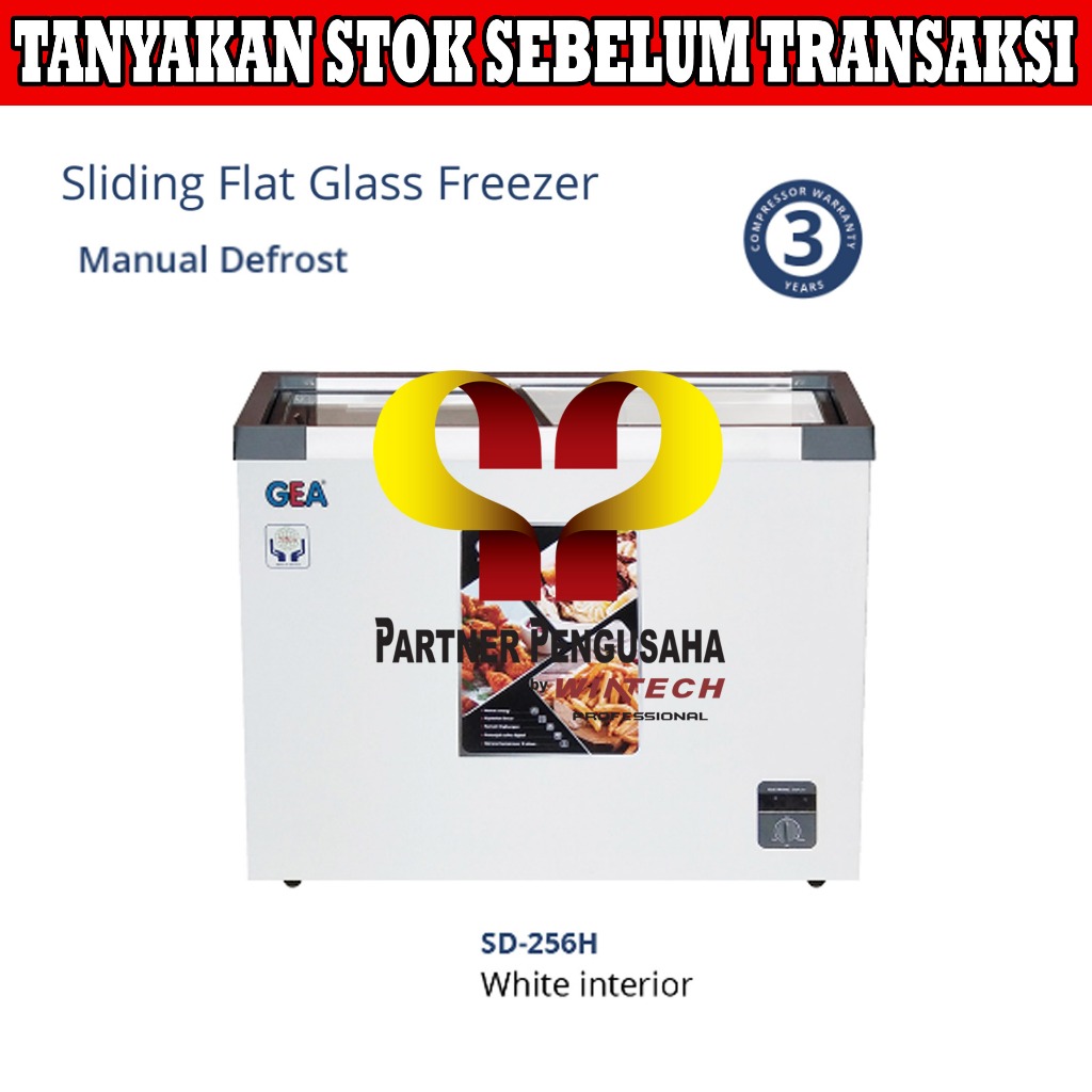 GEA SD-256 Sliding Flat Glass Freezer / Freezer Box Pintu Kaca Sliding