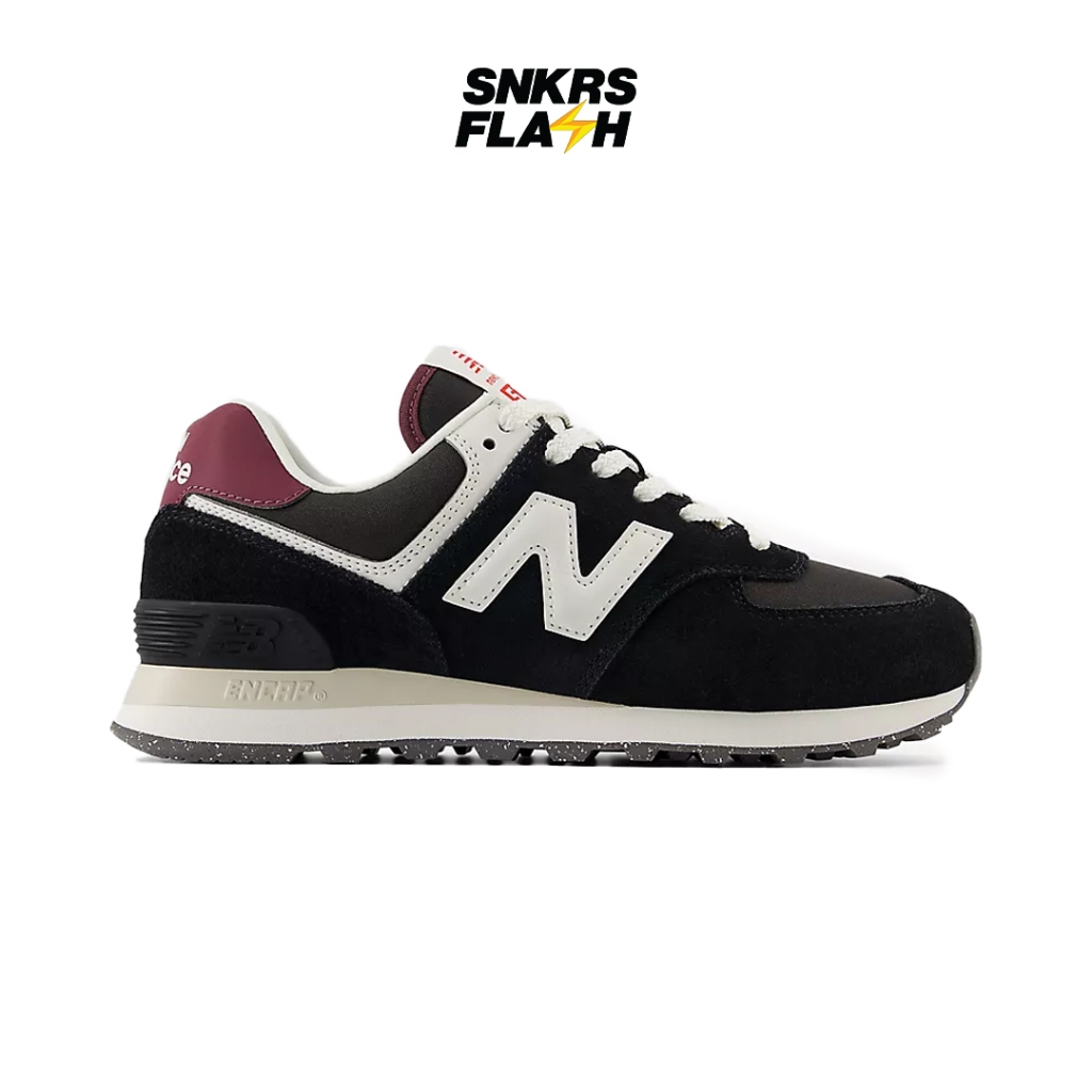 NEW BALANCE 574 Black White Burgundy Sepatu Sneakers Wanita - WL574WBE - Size 38