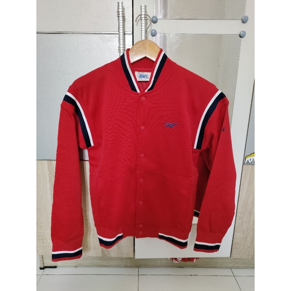 Jacket Varsity Asics Merah Original