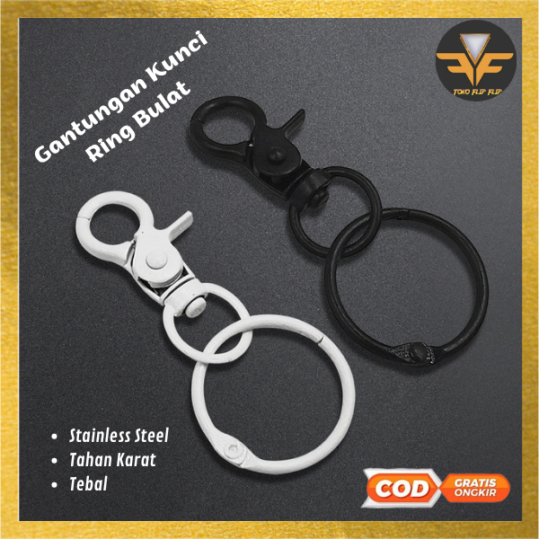 FF Gantungan Ring Bulat / Gantungan Kunci Bulat Stainless / Gantungan Kunci Kait Ring Double