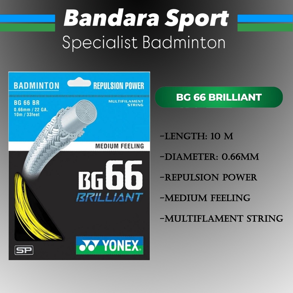 YONEX STRING BG 66 Brilliant / BG-66 Brilliant  / BG66 Brilliant  Senar Raket Badminton Bulutangkis
