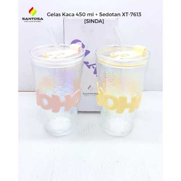 Gelas Kaca 450 ml + Sedotan XT-7613 [SINDA]