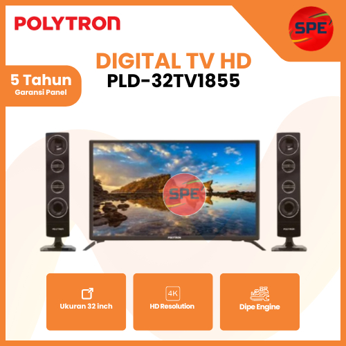TV DIGITAL CINEMAX POLYTRON UKURAN 32 INCH PLD 32TV1855 / PLD32TV1855 GARANSI RESMI (MEDAN)