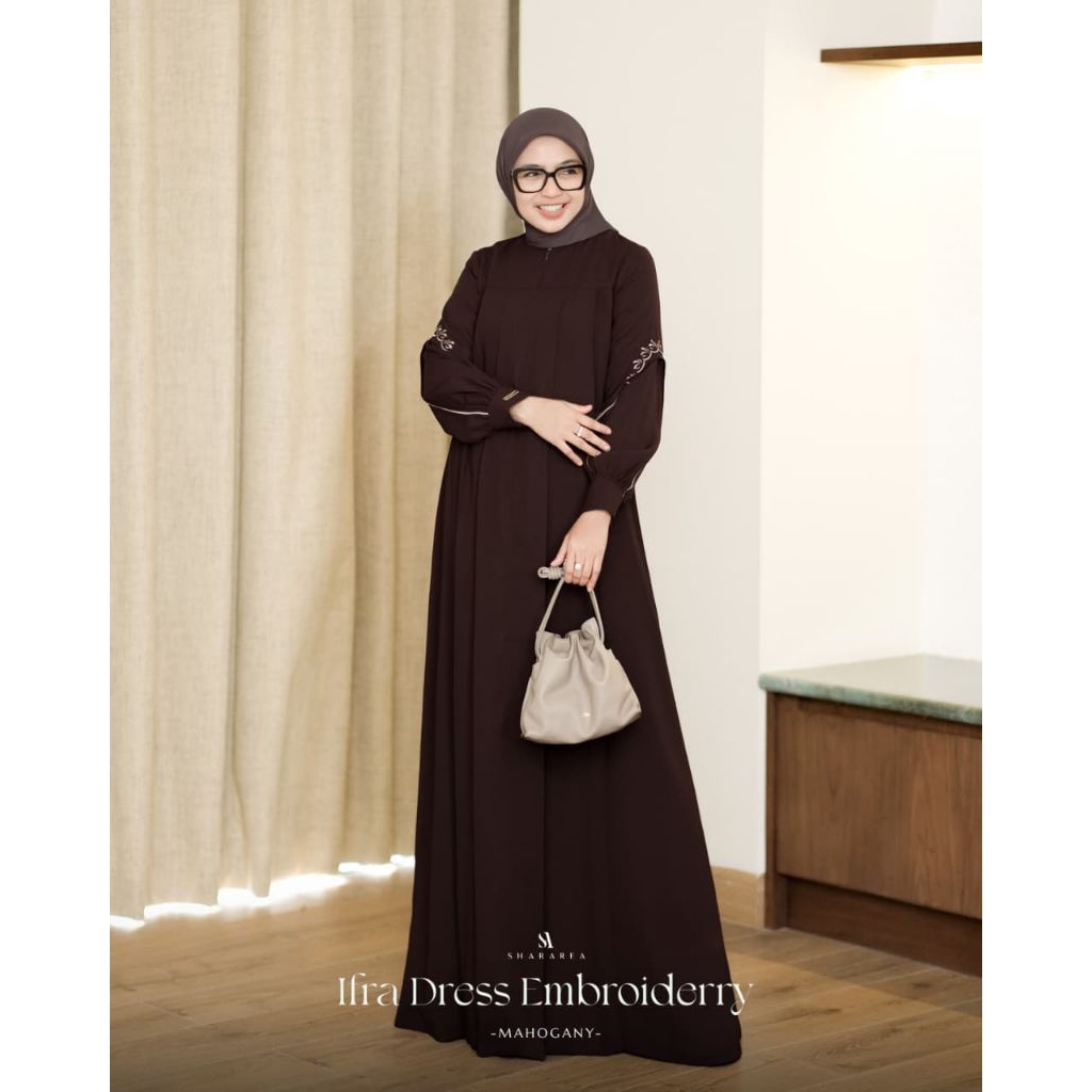 GAMIS IFRA DRES BUSUI EMBROIDERY ( LONG DRES SAJA)  ORIGINAL BY SHARAREA