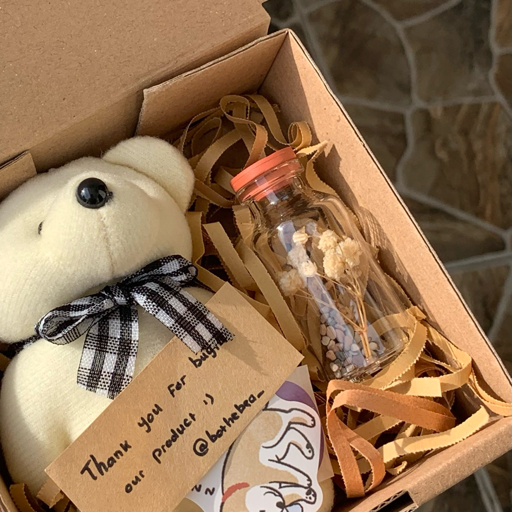 Mini Gift Box | Kotak Hadiah Unisex | Beruang & Flower