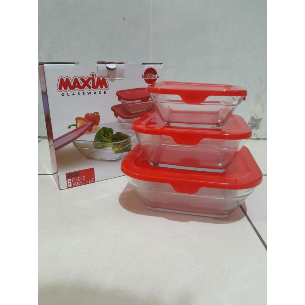 Tempat Penyimpanan Makanan|Maxim Glassware|Isi 3pcs
