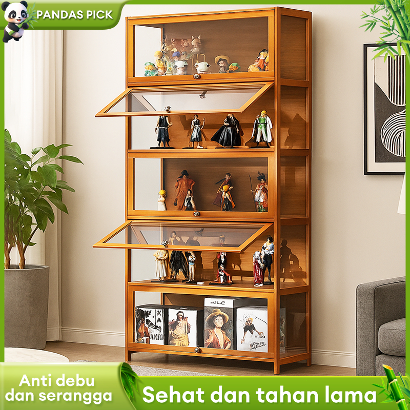 Lemari Hias Bambu Lemari Pajangan Kaca Akrilik Lemari Pajangan Pameran Transparan Tiga Sisi Model Ma