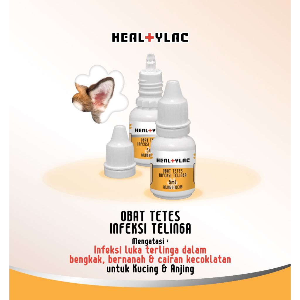 Heal+ylac Obat Tetes Telinga Anjing Kucing 5ml Obat Telinga Anjing Kucing