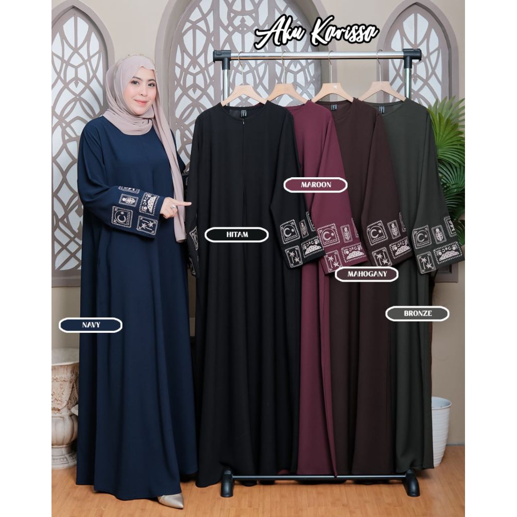 MELISA QAIREEN Abaya Bahan Sabrina mix Bordir ORI by Aku Karissa/ Melisa Abaya by Aku Karissa/ Qaire