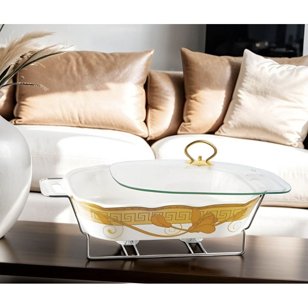 Penghangat makanan persegi panjang Vicenza, food warmer Lily B580 berkapasitas besar 2500 ml dilengk