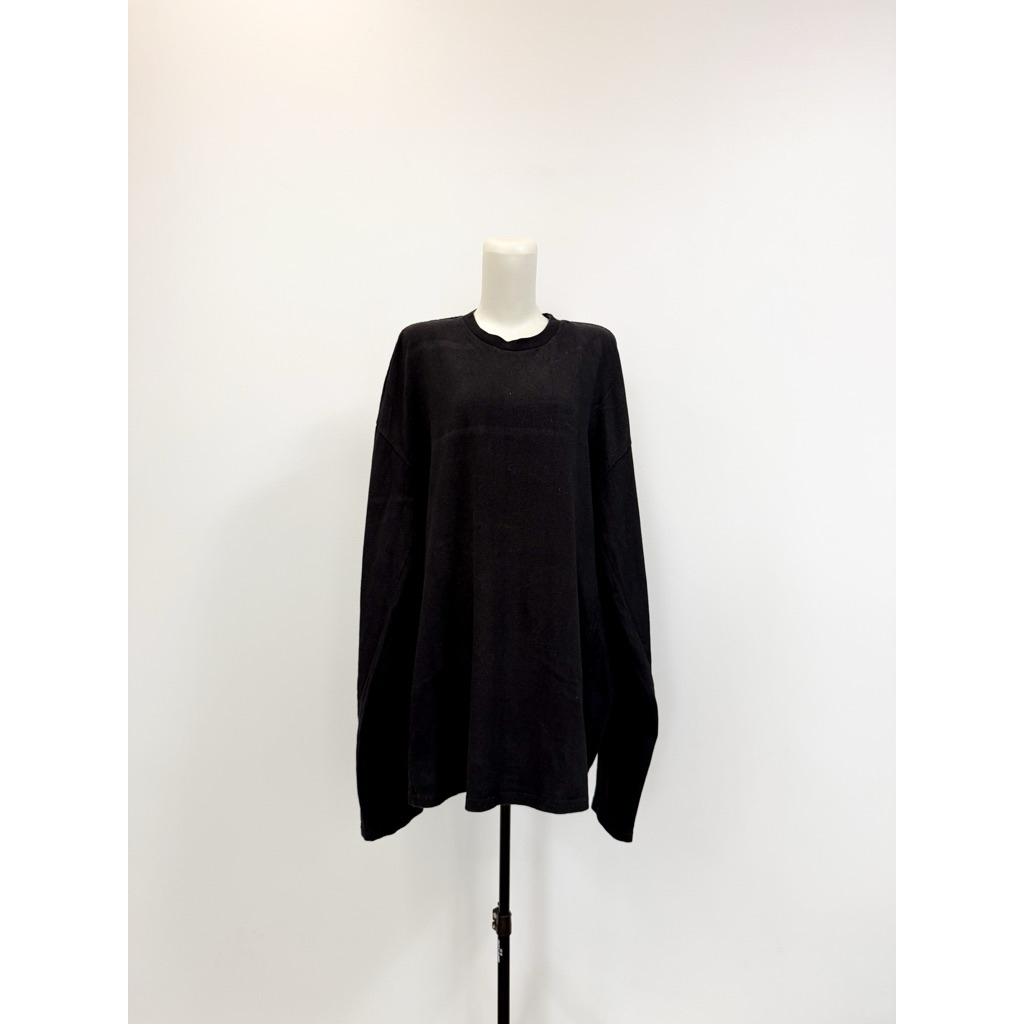 pl. atasan | sweater dress oversize | crew neck | warna hitam