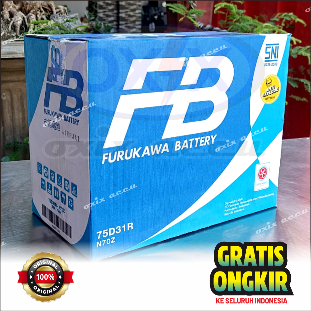 Furukawa Battery N70Z (75D31R) 12V 75 Ah Original - Aki Hyno, Truck, Kijang Diesel