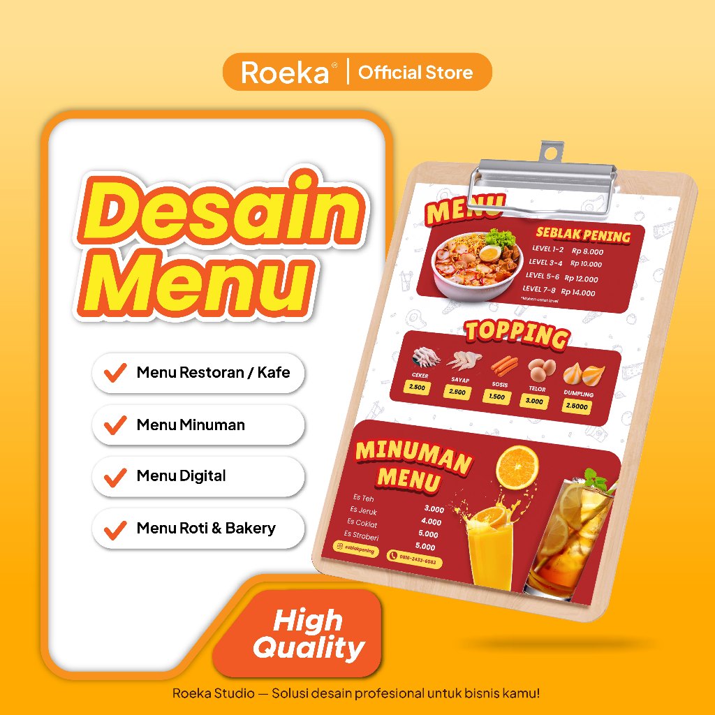 Jasa Desain Menu Makanan & Minuman | Cafe Restoran UMKM