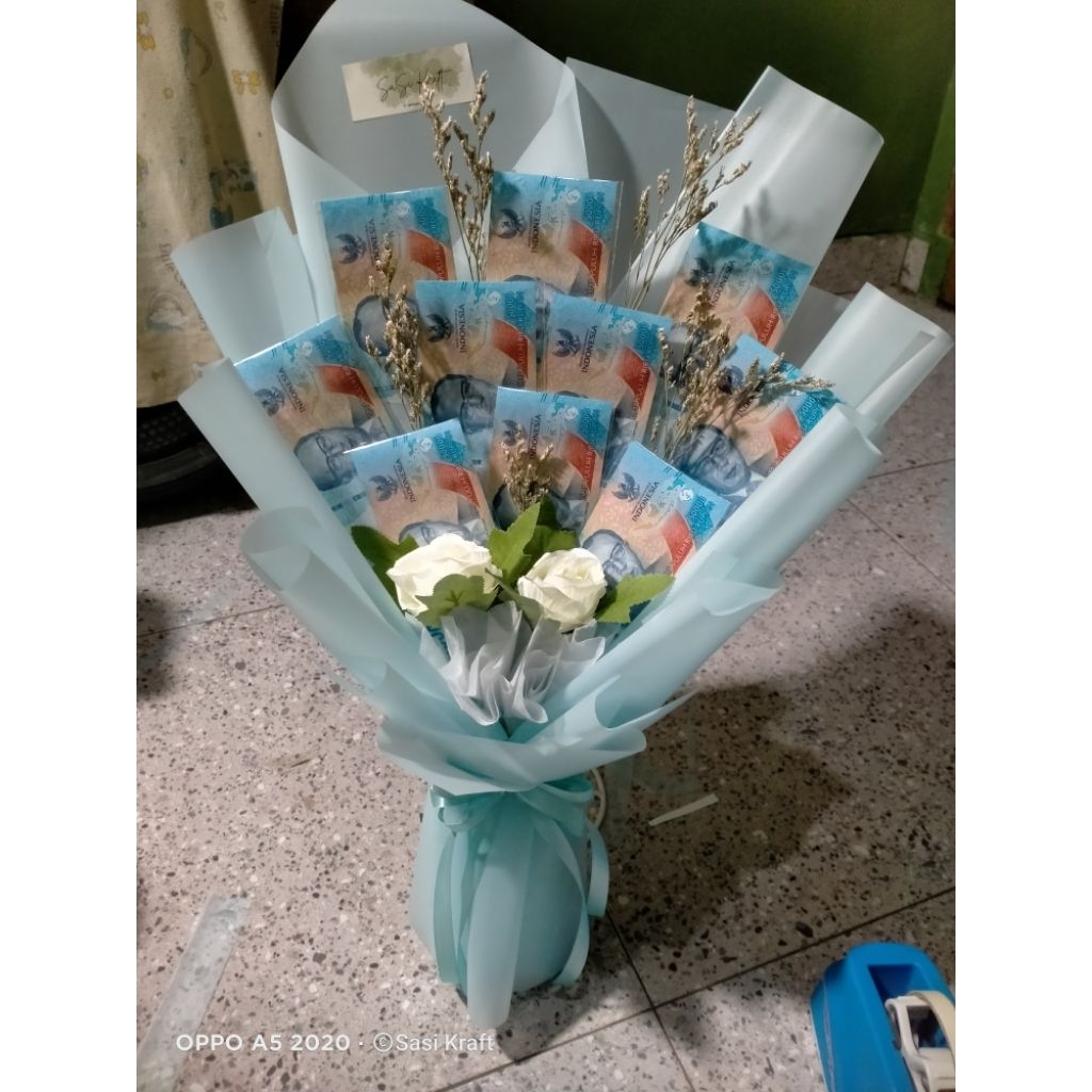 Buket Uang Kosongan + Bunga kering