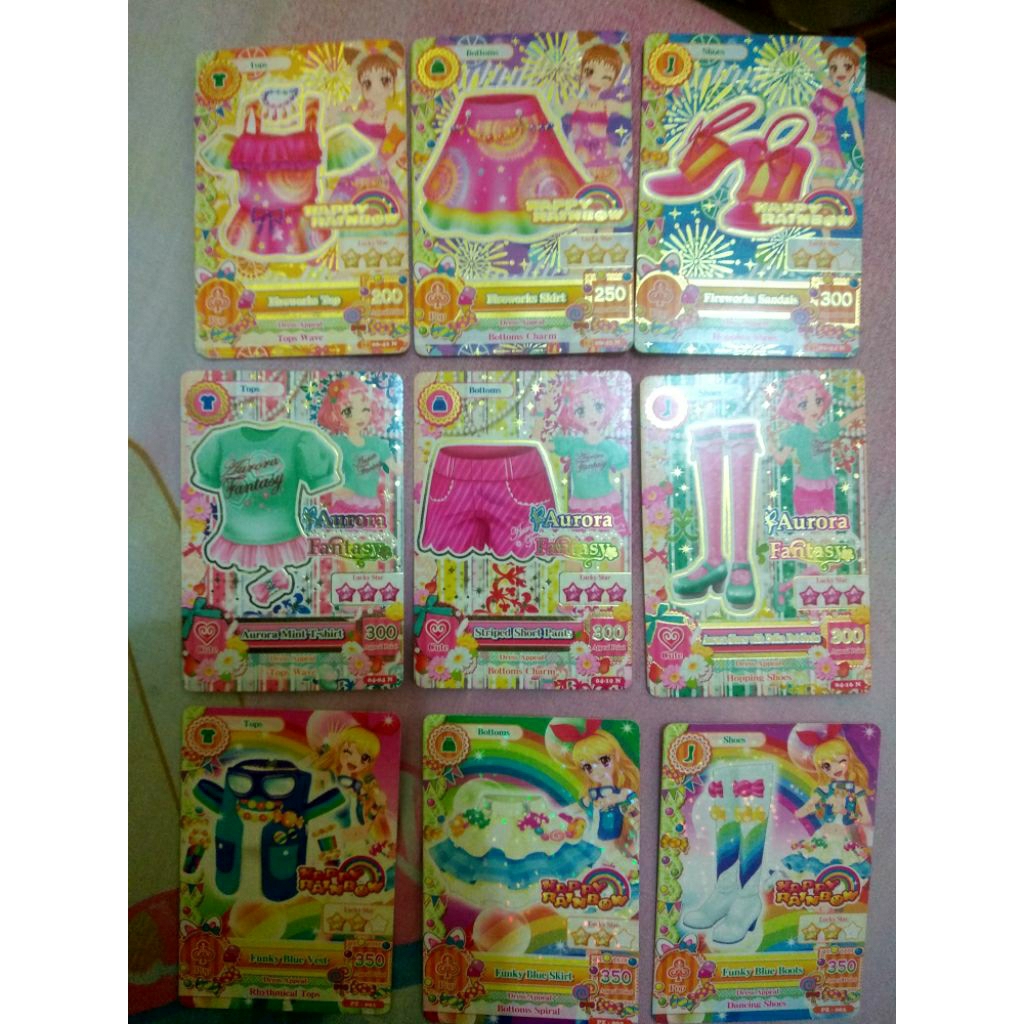 Set Aikatsu Card Pop Happy Rainbow Cute Aurora Fantasy Kartu Aikatsu Fanbook Funky Blue Ichigo Hoshi