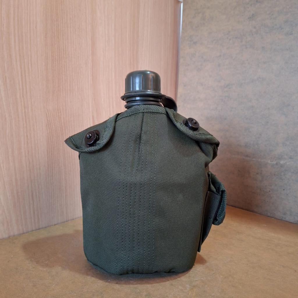 VEPLES MODEL JATAH LENGKAP ALUMINIUM TNI HIJAU HITAM VEPLES TEMPAT MINUM TEMPAT MENYIMPAN AIR JATAH 