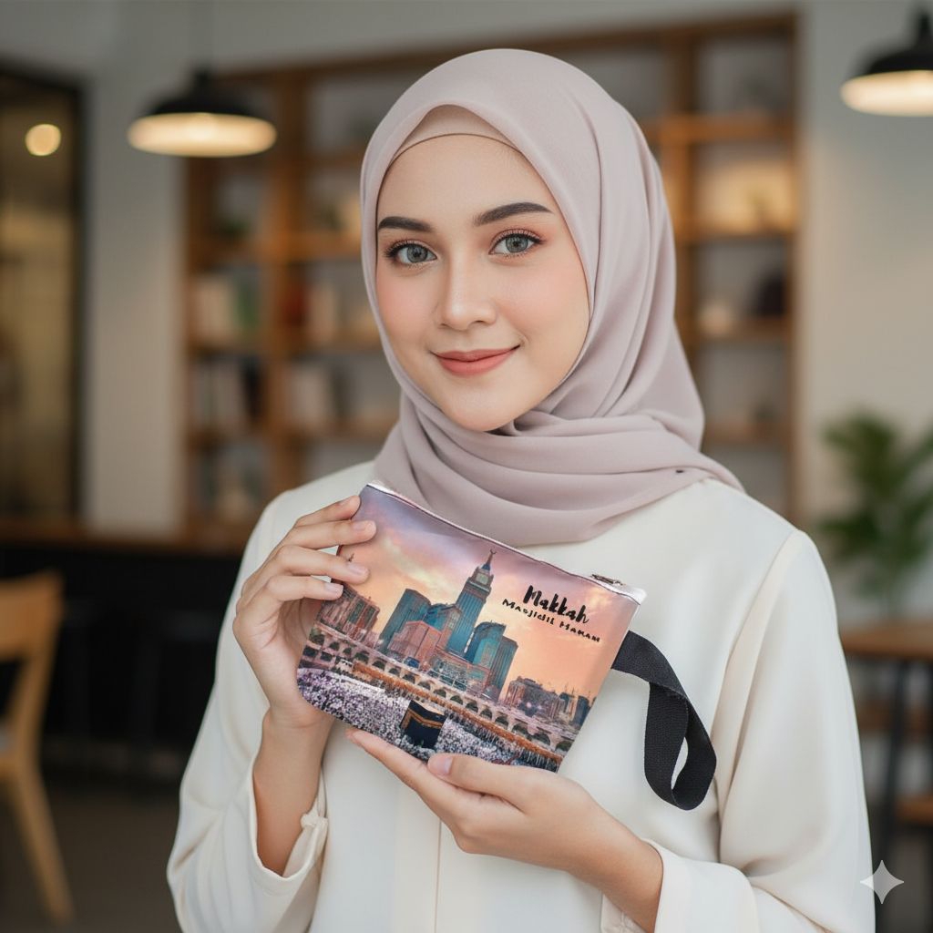 dompet koin - dompet printing pouch-motip mekah-souvenir umroh&haji