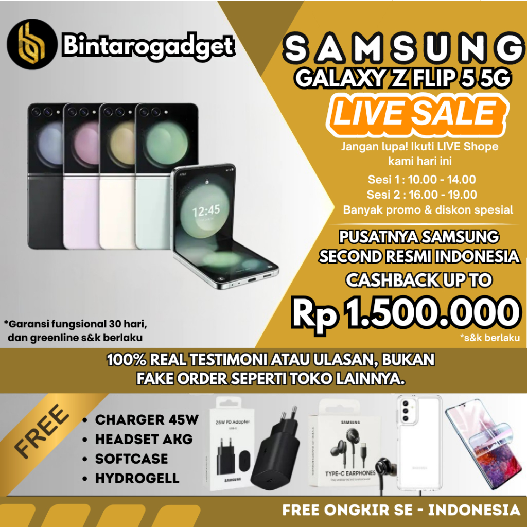 Samsung Galaxy Z Flip 5 | Z Flip 4 | Z Flip 3 5G SEIN  512GB 256GB 128GB Second Fullset Original