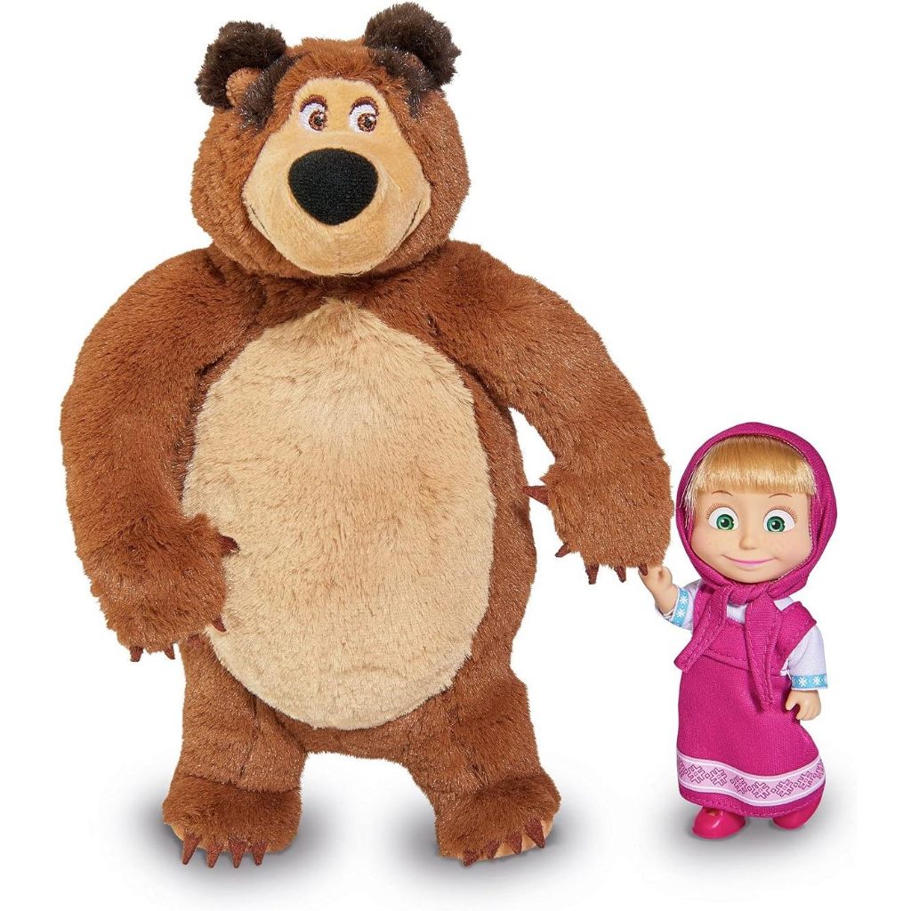 Masha and The BeaR Jada Toys, Masha Plush Set with Bear and Doll Toys for Kids
