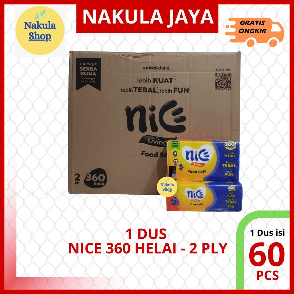 GROSIR 1 DUS Tissue Nice 360 Helai Isi 60 Pcs (1 Karton)