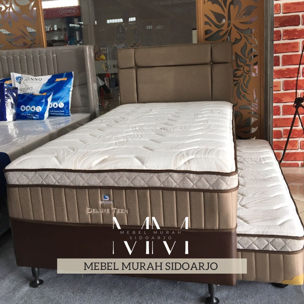 Spring bed sorong deluxe teen latex 2in1 Spinno murah 90 x 200 120 x 200 cm tumpuk tempat tidur kuat
