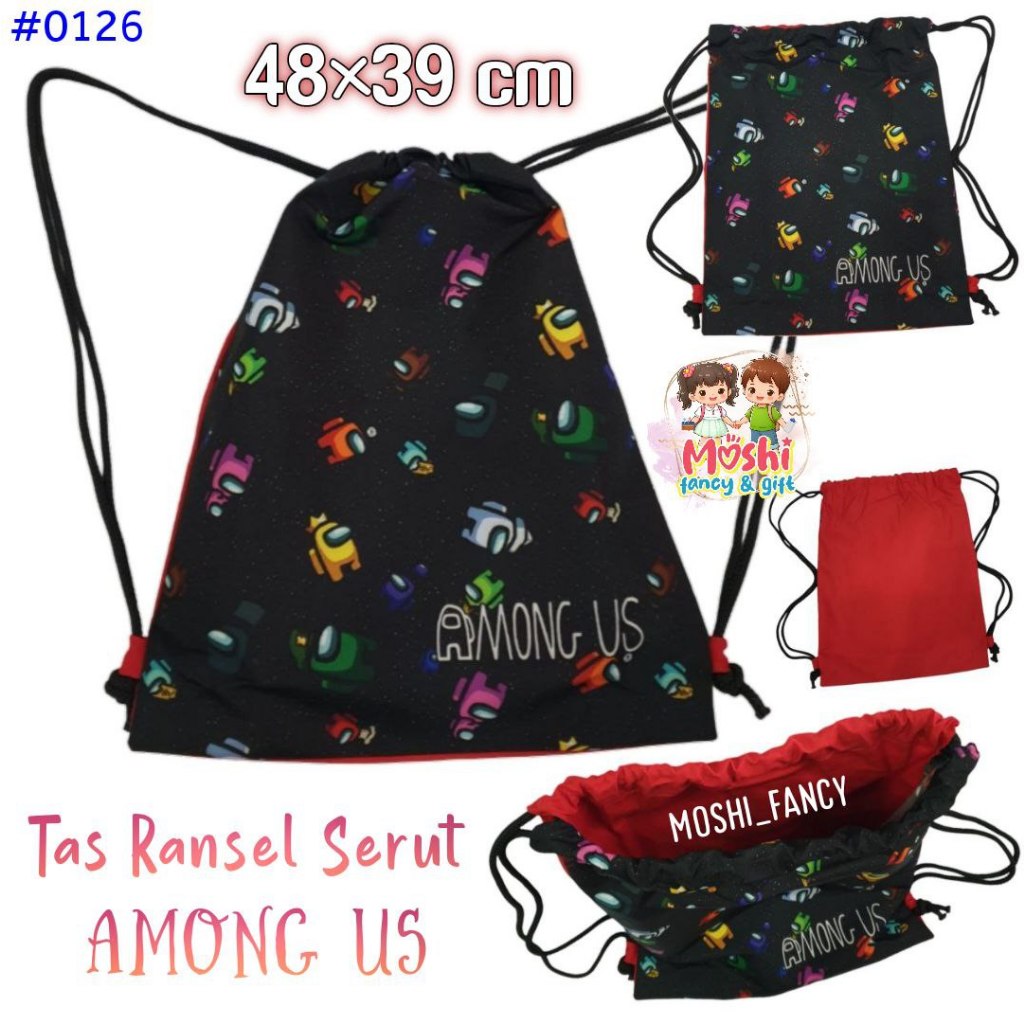 Tas Serut Among Us / Tas Kain Anak Laki-Laki Among Us / Tas Les Anak Laki-Laki Serut Among Us / Tas 
