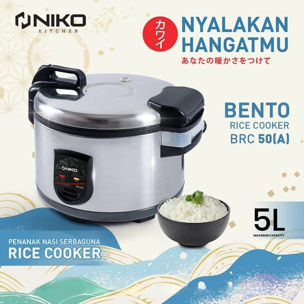 NIKO Penanak Nasi Rice Cooker Jumbo 5 Liter BRC 50 Kapasitas Besar 5L Multifungsi Nasi Listrik Cooke