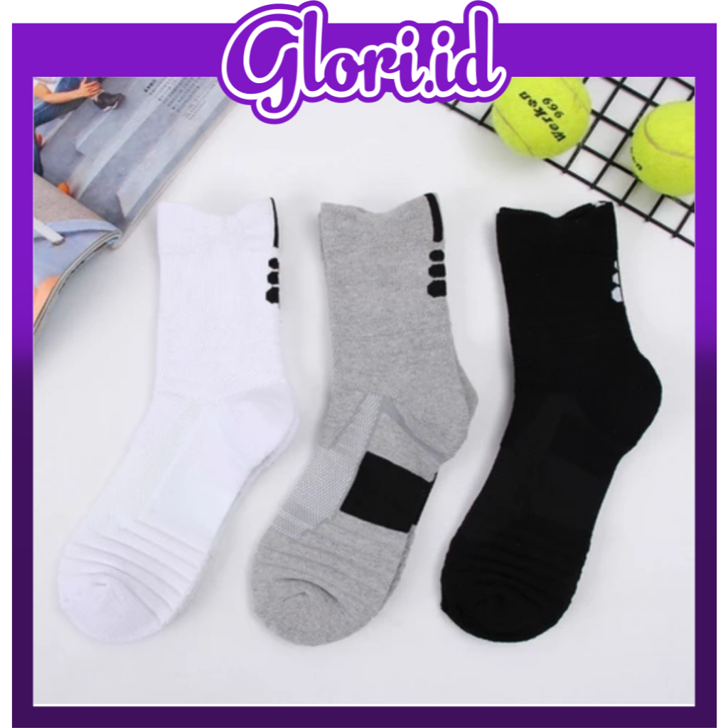 GLORI Kaos Kaki Panjang Olahraga Basket Fitness Gym Sports Socks Tebal KK252