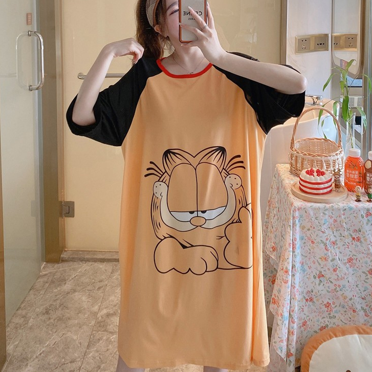 [Hallyu] Piyama Daster Lengan Pendek Wanita Kekinian | Baju Tidur Daster Import Panjang Lengan Pende