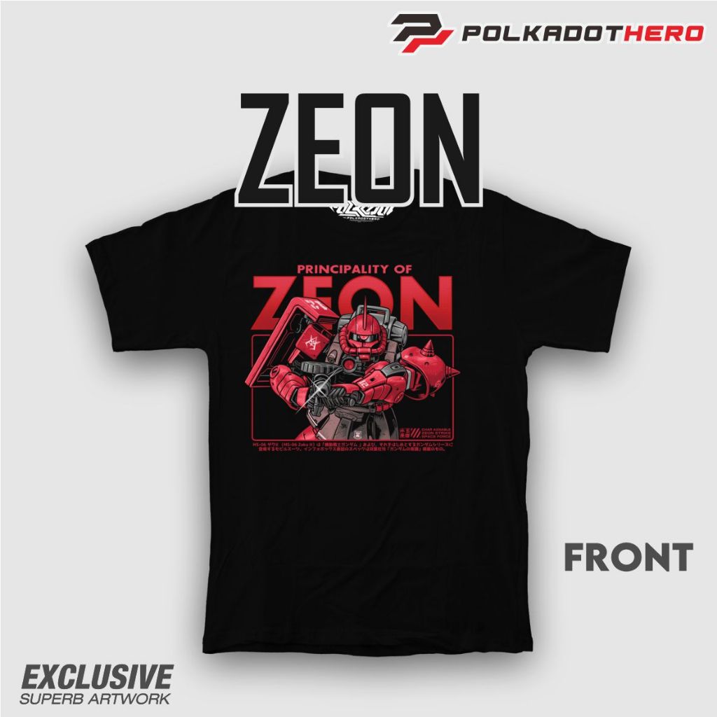 POLKADOT HERO ZEON CHAR AZNABLE - KAOS GUNDAM - ZEON - KAOS ANIME - COTTON COMBED 24S