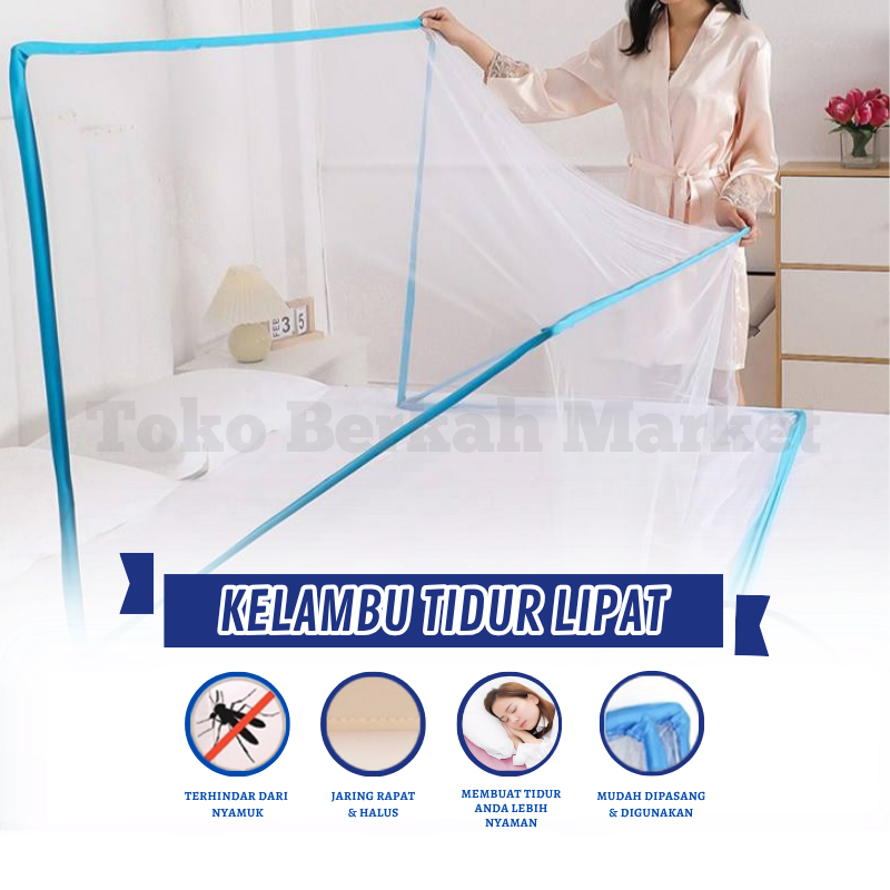 Kelambu Kotak Lipat Portable  Ukuran Lengkap Anti Nyamuk / Kelambu Bulat Lipat Ukuran Jumbo 220X220 