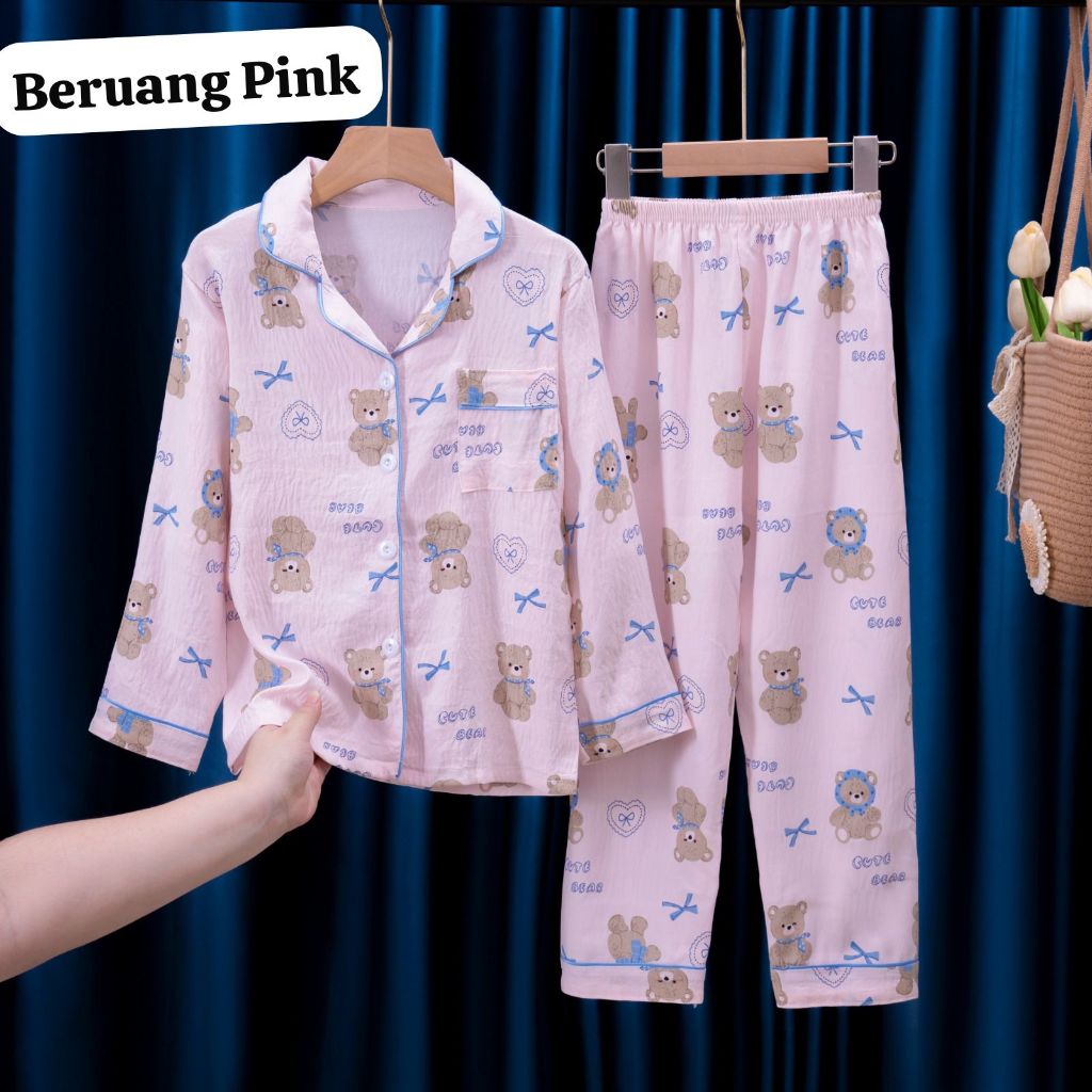BAJU TIDUR PIYAMA PP 9 KAOS CRINKLE ANAK BALITA REMAJA TANGGUNG 4-15TAHUN KATUN IMPORT BERKUALITAS U