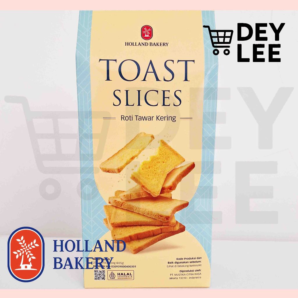 HOLLAND BAKERY Toast Slices Roti Tawar Kering 250gr per 1 box isi 10pcs Halal Bandung
