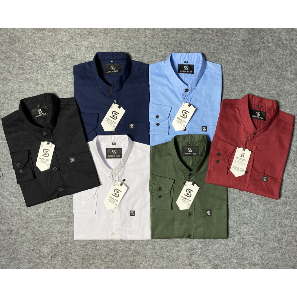 ZAKIRANO-Kemeja Koko Pria Sanghai Lengan Panjang Katun Sigaret Slimfit Branded 100% Original