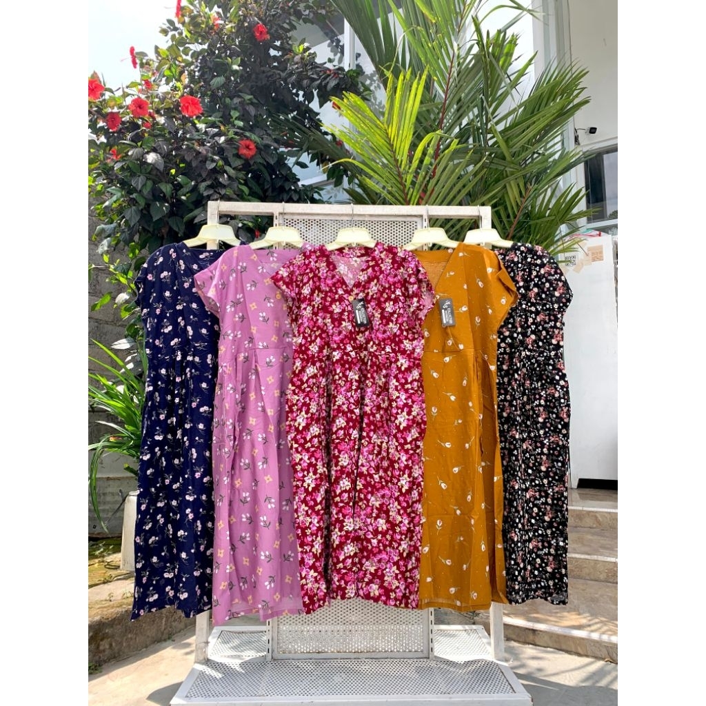 Daster Kimono Slempang Rotary Busui Kancing Adem Homedress Wanita