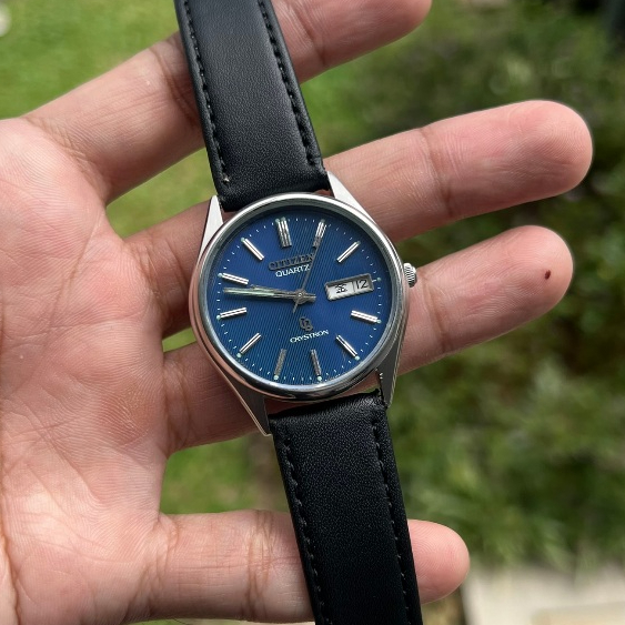 Jam Tangan Pria Vintage Citizen Crystron JDM - Kanji Day - Blue Dial
