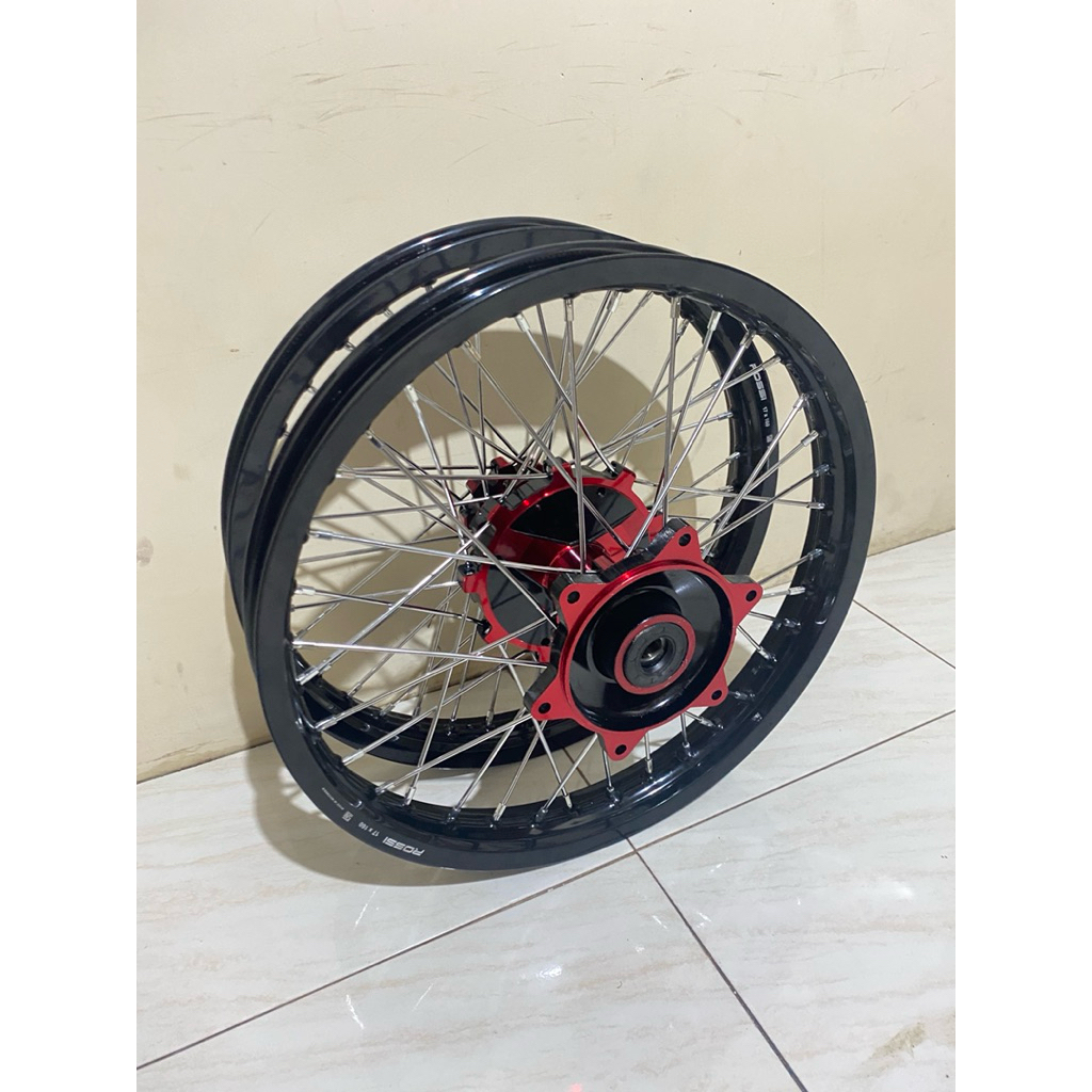 Paket Velg Wheelset Supermoto CRF KLx Semi Cacing tanpa Ban