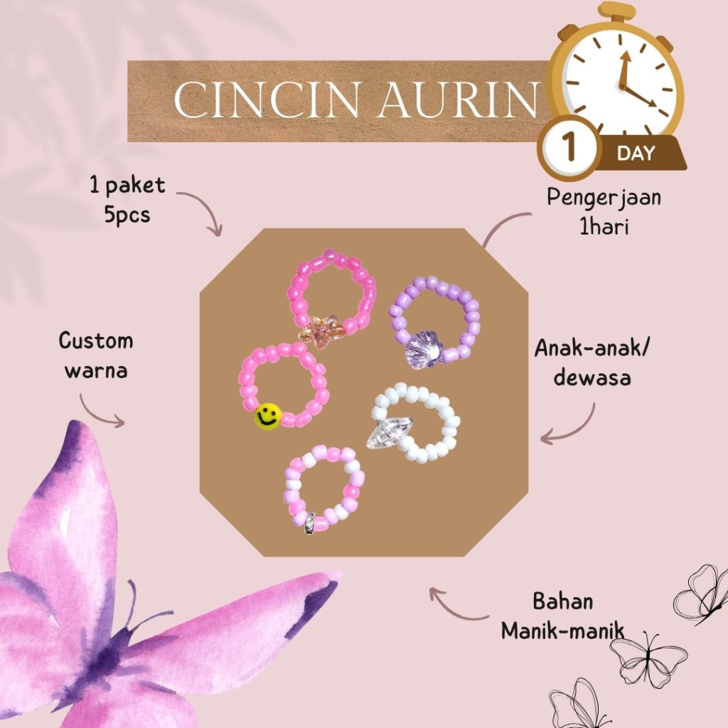 Gelang manik-manik - cincin manik manik - anak/dewasa - aksesoris wanita - perlengkapan wanita - gel