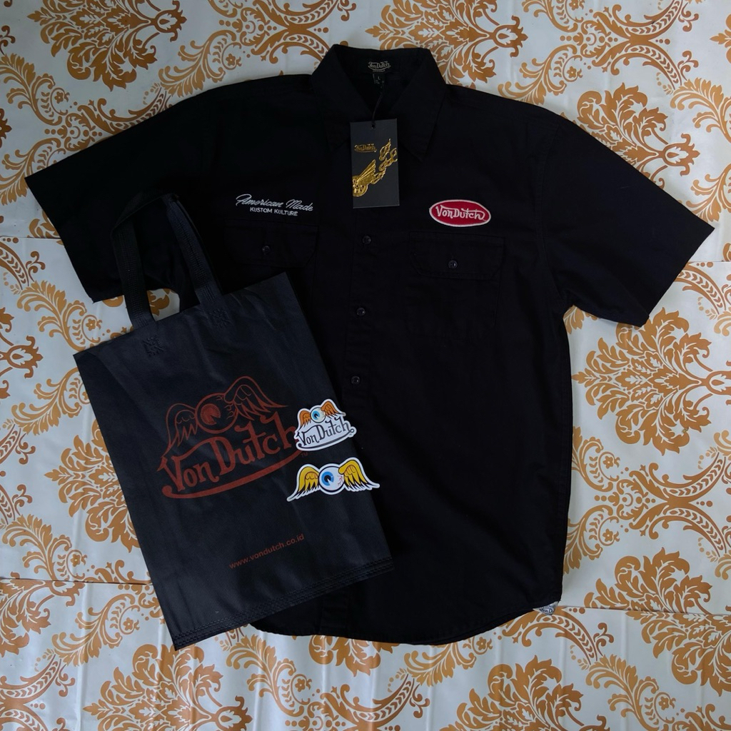 Workshirt Von-dutch Black Original Full Bordir - 100% Original Store