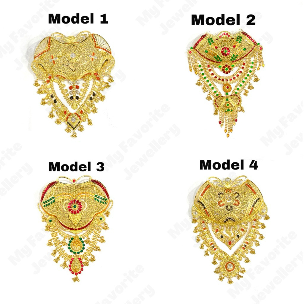 Liontin dan Bross Etnik Ala Dubai Warna Emas Asli Kadar 700 16K