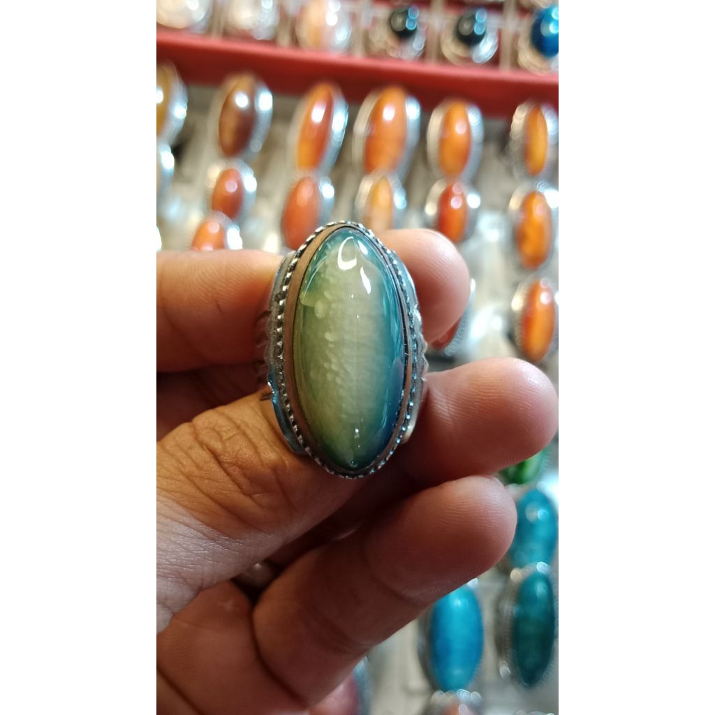 batu pandan ijo lumut dim 32*15*11 size ring 8