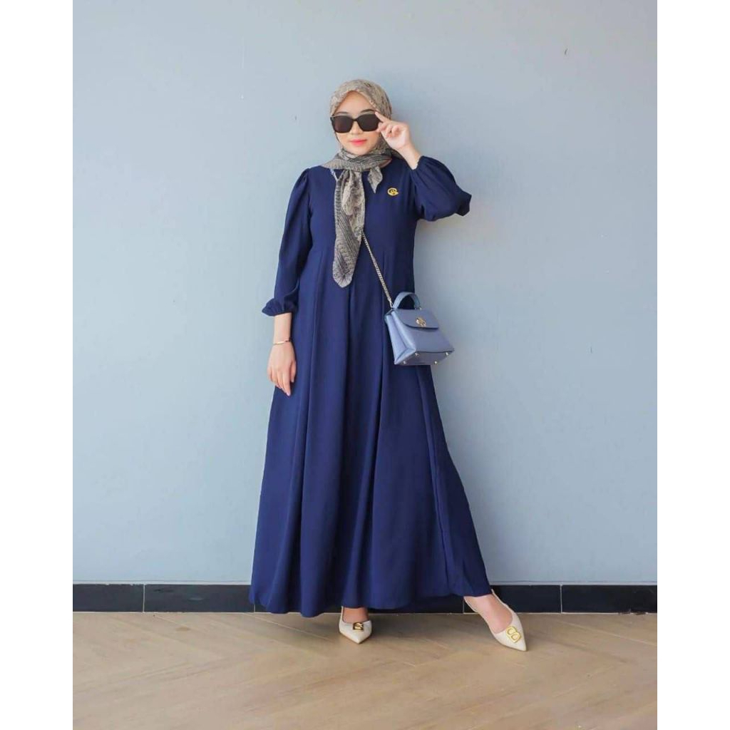 dres karin//gamis kringkel polos navy