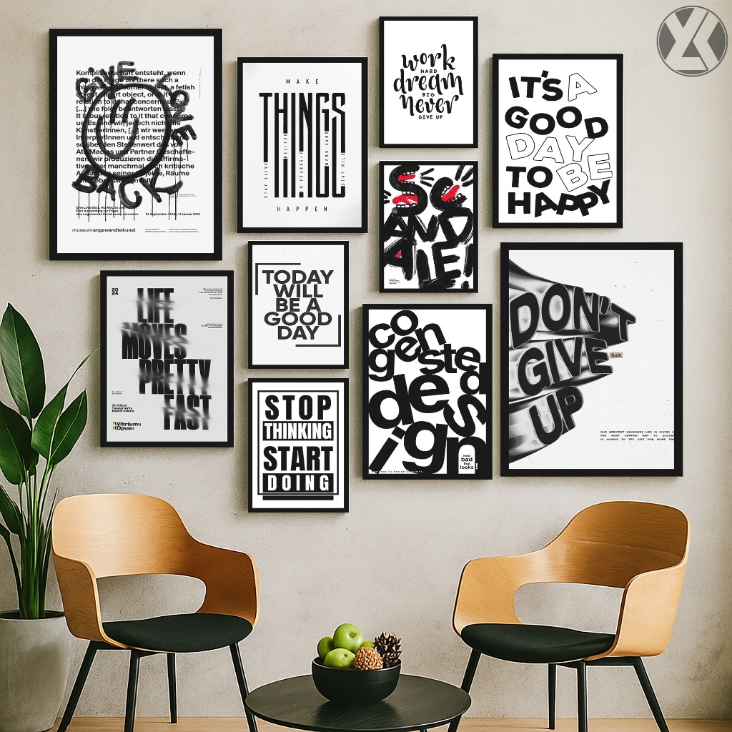 Hiasan Dinding Poster Aesthetic TYPOGRAPHY -  Pajangan Dinding Dekor Walldecor Modern Vintage