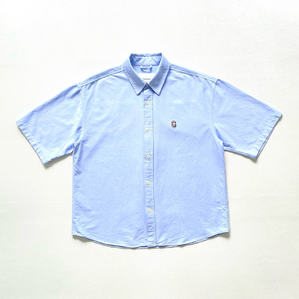 Covernat C Logo Oxford Half Shirt Blue S Oversized
